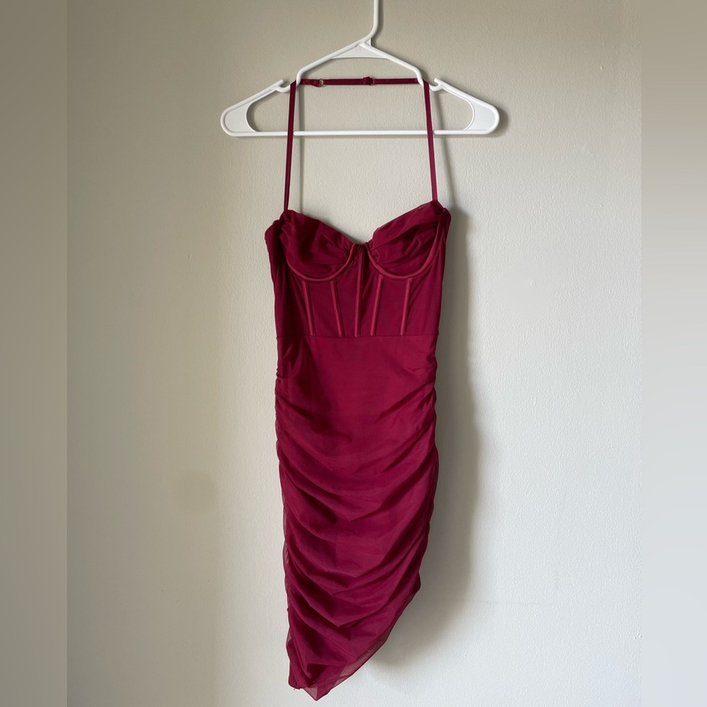 Red Corset Halter Top Mini Dress